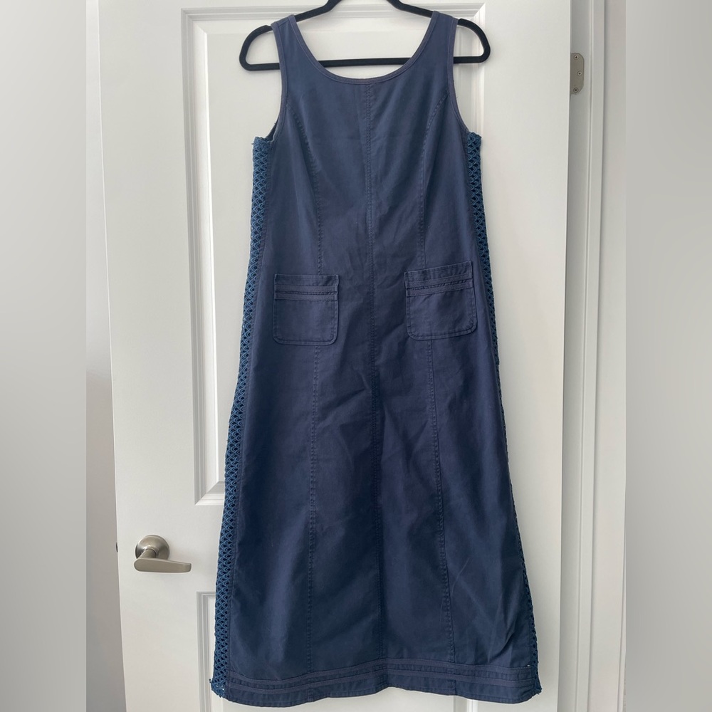 Vintage Laura Ashley Size 6 100% Cotton Crochet Side Panel Maxi Dress